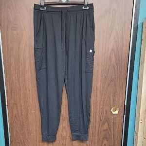 Frank & Oak Size M Charcoal High Waist Cargo Jogger Lounge Pant